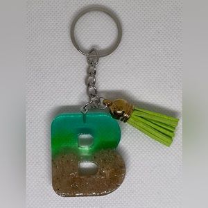 Epoxy Resin Beach Letter Keychain